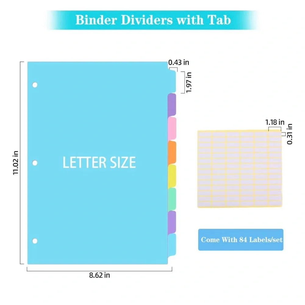 XHSHENG Plastic Dividers with 8 Tabs -84 Dividers and Labels